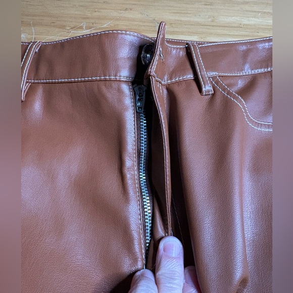 STAUD- Elliot Faux Leather Pants in Color Whiskey. Size 10 - Picture 10 of 13